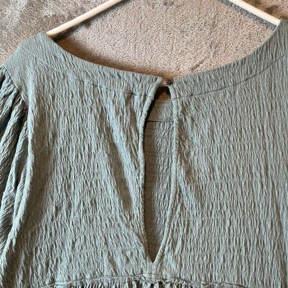 Free People Get Obsessed Babydoll Dress Teal Blue Size Medium Gauzy - Picture 5 of 6